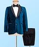 Babyhug Knit Full Sleeves Solid 3 Piece Party Suit With Bow - Navy Blue & White
