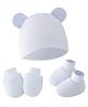Bembika Cotton  Solid Cap With Coordinating Pair Of Mittens & Booties Set - White-  Diameter- 36-38 cms