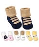Bembika Cotton Pack Of 3 Colour Blocked Designed Socks - Multi Colour