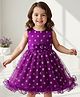Babyhug Woven Sleeveless Party Dress With Floral Corsage & Foil Print - Purple