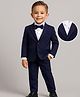 Babyhug Woven Full Sleeves Printed 3 Piece Party Suit With Bow - Navy Blue