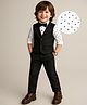 Babyhug Woven Full Sleeves Printed 3 Piece Party Suit With Bow - Black & White