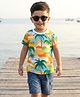 Babyhug Single Jersey Knit Half Sleeves T-Shirt & Shorts Sets with Beach Theme Print - Blue & Yellow