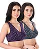 Bella Mama Cotton Elastane Knit Sleep Bra With Floral Print Pack of 2 (Color May Vary)