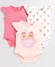 Snuggly MONKEY Interlock Pack Of 3 Cap Sleeves Teddy Bear & Hearts Printed Onesies - Multi Colour