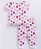 Snuggly MONKEY Single Jersey Knit Half Sleeves Apples Printed Coordinating Night Suit Set - White