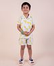 Snuggly MONKEY Poplin Half Sleeves Lemon Printed Coordinating Shirt & Shorts Set - White & Yellow