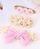 Babyhug Headbands with Floral Applique Pack of 3 - Pink & Peach