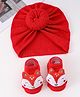Bonfino Combo Set of Headbands & Booties with Fox Applique - Red