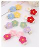 Babyhug Hair Clips with Floral Applique Pack of 8 - Pink Green and Yellow