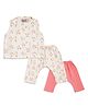 Tiber Taber 100% Cotton Sleeveless Fruits Printed Jhabla & Pants Set - White
