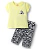 Babyhug Cotton Knit Half Sleeves Capri Night Suit With Zebra Print - Light Yellow & Black