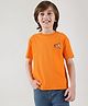 One Friday Cotton Half Sleeves Tiger Printed Tee - Orange