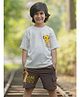 Nap Chief Pure Cotton The Lion King Featuiring Half Sleeves Characters Printed Tee & Coordinating Cargo Shorts Set - Creamy Yellow