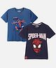 Nap Chief Pure Cotton Marvel Featuring Pack Of 2 Half Sleeves Spider Man Printed & Reversible Sequins Detailed Tees - Navy Blue
