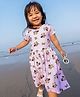 Nap Chief Pure Cotton Mickey & Friends Featuring Half Sleeves Minnie Mouse Printed Dress - Lavender