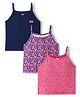 Pine Kids Cotton Knit Sleeveless Slips with Heart Print Pack of 3 (Color May Vary)