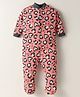 Kidi Wav Cotton Knit Full Sleeves Hearts Printed Sleepsuit - Pink