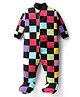 Kidi Wav Cotton Knit Full Sleeves Checked  Sleepsuit - Multi Colour