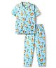 Babyhug Cotton Knit Half Sleeves Night Suit Safari Print - Blue