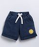 FUN A2Z Cotton Loopknit Smiley Embroidered Shorts - Navy Blue