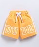 FUN A2Z Cotton Loopknit Dude Text Printed Side Taped Shorts - Light Orange