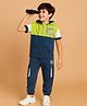 Pine Kids Cotton Knit Half Sleeves Cut & Sew Hooded T-Shirt & Joggers Set with Text Print - Limegreen