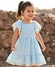 Kookie Kids Woven Half Sleeves Yarn Dyed Checks Frock - Light Blue