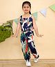 AJ Dezines Pure Cotton Sleeveless Tropical Printed Top & Coordinating Pant Set - Blue