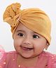 Arendelle Cotton Floral Applique Detailed Turban Cap - Mustard