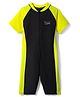 Bosky Half Raglan Sleeves Legged Swimsuit - Yellow & Black