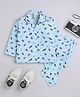 The Magic Wand Cotton Woven Half Sleeves Popcorn Printed Coordinating Night Suit Set - Blue