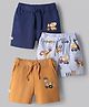 Bonfino 100% Cotton Knit Above Knee Length Shorts With Vehicle Print Pack of 3 - Navy Blue Grey & Khaki