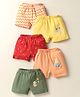 OHMS Single Jersey Knit Knee Length Shorts With Stripes Stars & Animal Print Pack Of 5 - Multicolour