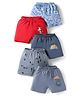 OHMS Single Jersey Knit Knee Length Shorts With Animal & Vehicles Print Pack Of 5 - Multicolour