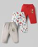 OHMS Single Jersey Knit Full Length Lounge Pants with Animal & Nautical Theme Print Pack of 3 - Grey Red & White