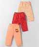 OHMS Single Jersey Knit Full Length Lounge Pant With Star & Animal Print Pack Of 3 - Red Yellow & Orange