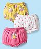 Babyhug 100% Cotton Antibacterial Bloomers With Hearts & Animal Print Pack Of 3 - Yellow White & Dark Pink