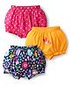 Babyhug 100% Cotton Single Jersey Knit Antibacterial Bloomers With Polka Dots & Floral Print Pack Of 3 - Yellow Navy Blue & Pink