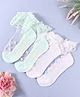 KIDLINGSS Pack Of 2 Schiffli Embroidered & Colour Blocked Socks - White & Sea Green