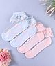 KIDLINGSS Pack Of 2 Schiffli Embroidered & Colour Blocked Socks - Blue & Light Pink