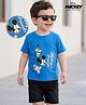 Kookie Kids Disney Single Jersey Knit Half Sleeves T-Shirt With Mickey Mouse Graphics - Blue