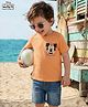 Kookie Kids Disney Single Jersey Knit Half Sleeves T-Shirt With Mickey Mouse Graphic - Orange