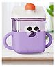 SUN & SHINE | Sipper Water and Milk Bottle For Kids | Baby Training Water Cup with Handle, Silicone Straw & Cap | Sippy Cup Face Print | Bottle For Kids | 300 ml | 6 months - 6+ years (Purple, 300 ml)
