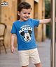 Kookie Kids Disney Single Jersey Knit Half Sleeves T-Shirt With Mickey Mouse Graphics - Blue