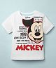 Kookie Kids Disney Single Jersey Knit Half Sleeves T-Shirt with Mickey Mouse Graphics - White