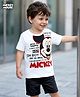 Kookie Kids Disney Single Jersey Knit Half Sleeves T-Shirt with Mickey Mouse Graphics - White
