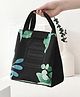 House of Quirk Insulated Lunch Bag for Office, Picnic   Cooler With Pocket, Waterproof Canvas for Women, Men (Black, Green Leaf), 5 Liters