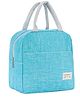 House of Quirk Insulated Reusable Lunch Bag Tote Bag For Three Layer Thick Fabric Women Lunch Bag For School Picnic Office Outdoor Gym (Linen Light Blue), 3 Liters