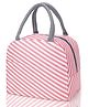 House of Quirk Insulated Lunch Bags Small for Women Work,Student Kids to School,Thermal Cooler Tote Bag Picnic Organizer Storage Lunch Box Portable and Reusable (Pink Stripes, Oxford Fabric)